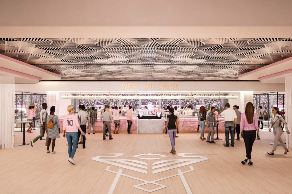 West VIP Club interior with bar and guests inside stadium