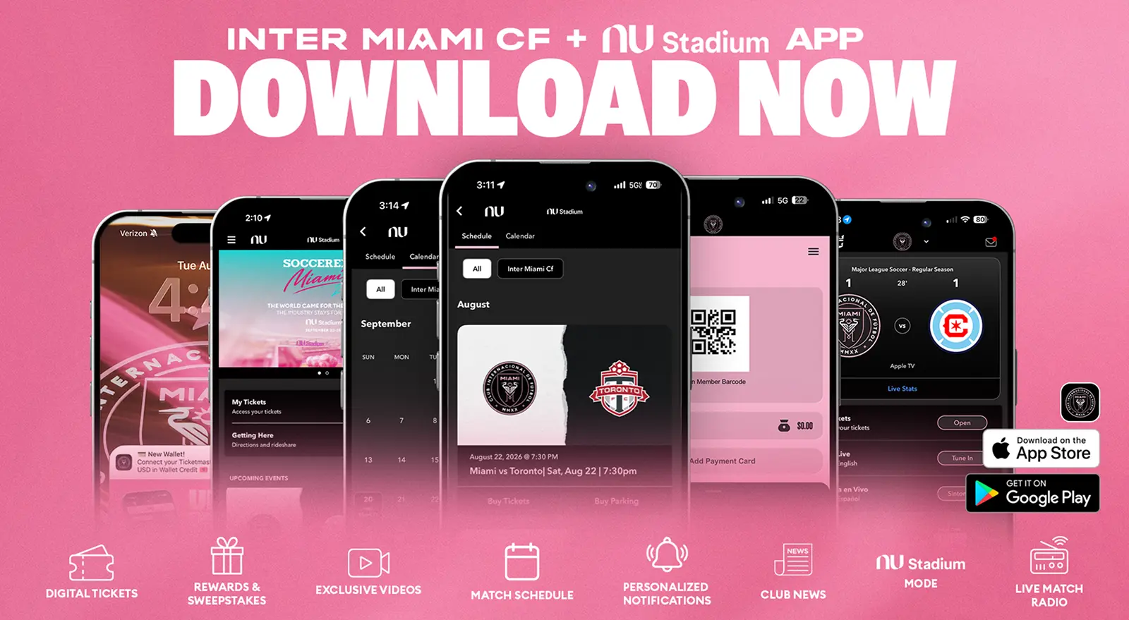 Preview of the Inter Miami CF and NÜ Stadium mobile app